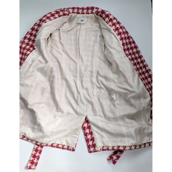 DIA Wool Alpaca Hot Pink Large Hounds Tooth Fitted Coat Size Small - Picture 9 of 15